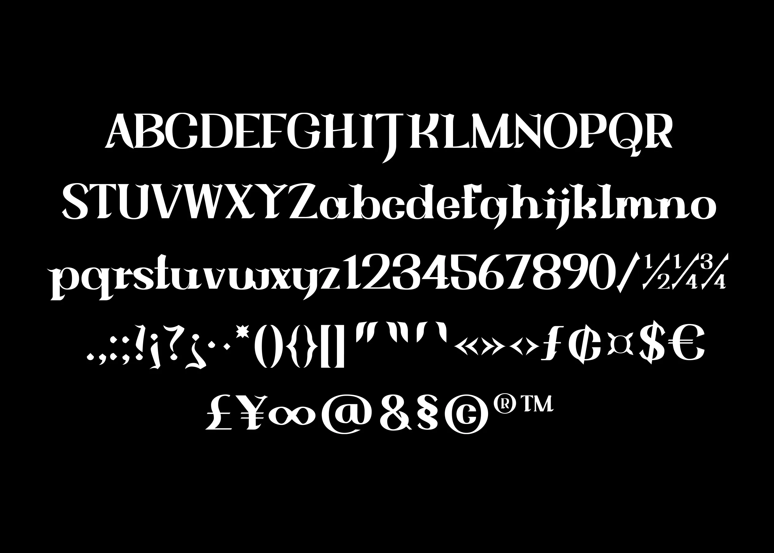 Rabanne uppercase, lowercase, and punctuation specimen