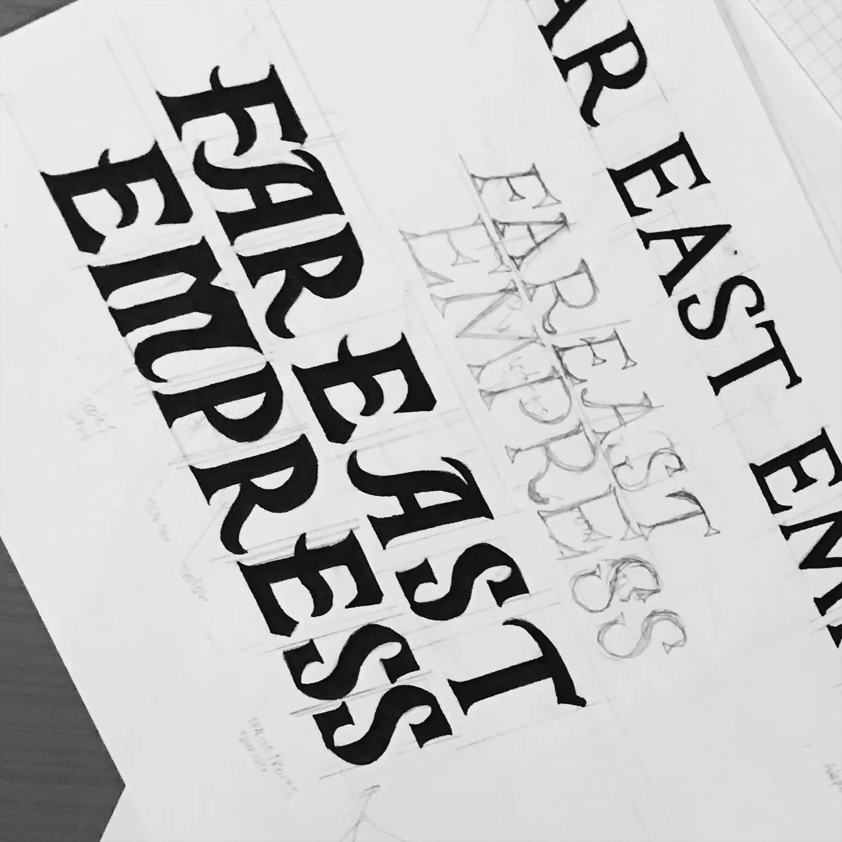 Angled close-up of the printed Far East Empress wordmark