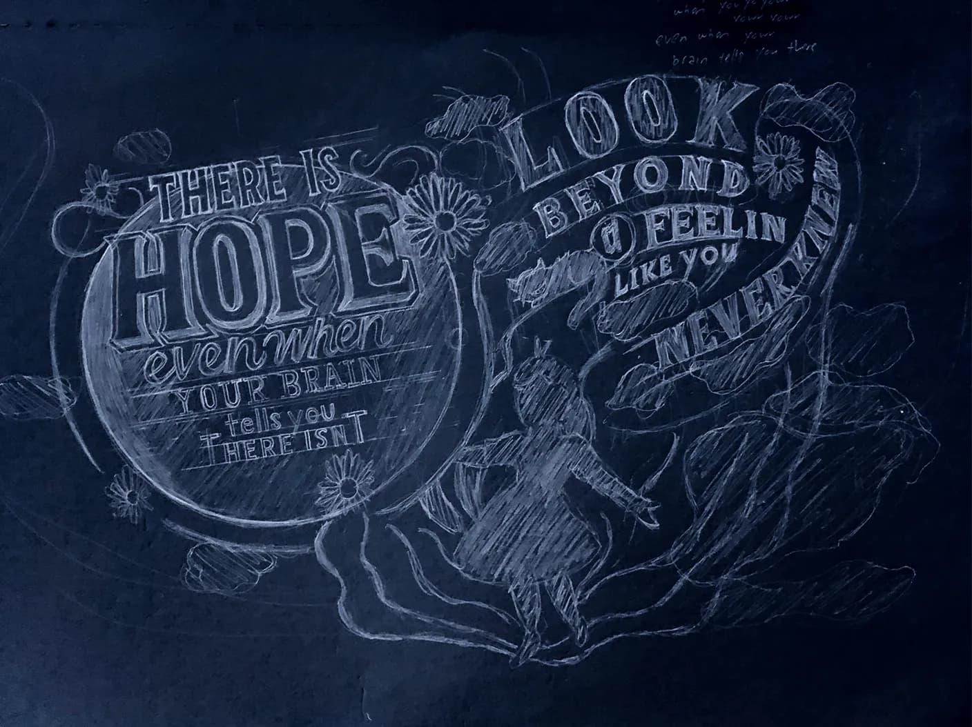 Chalk drawing with the words There is hope